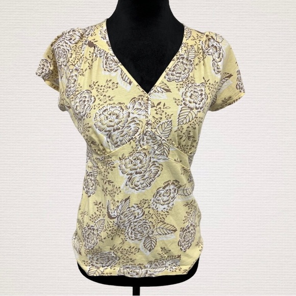 Women’s Small A.N.A. Yellow Floral SS Top - Picture 4 of 7